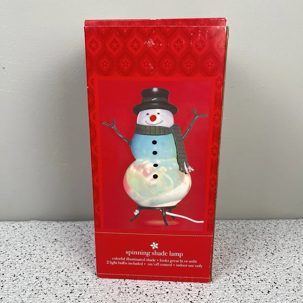 Target Christmas‎ Snowman Spinning Shade Lamp 2003 New Open Box Vintage 12